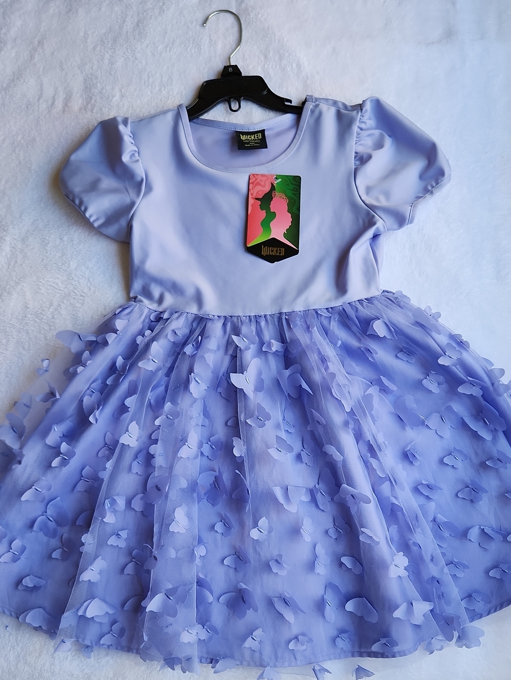 Wicked Lilac Floral Appliqué Tulle Dress for Girls